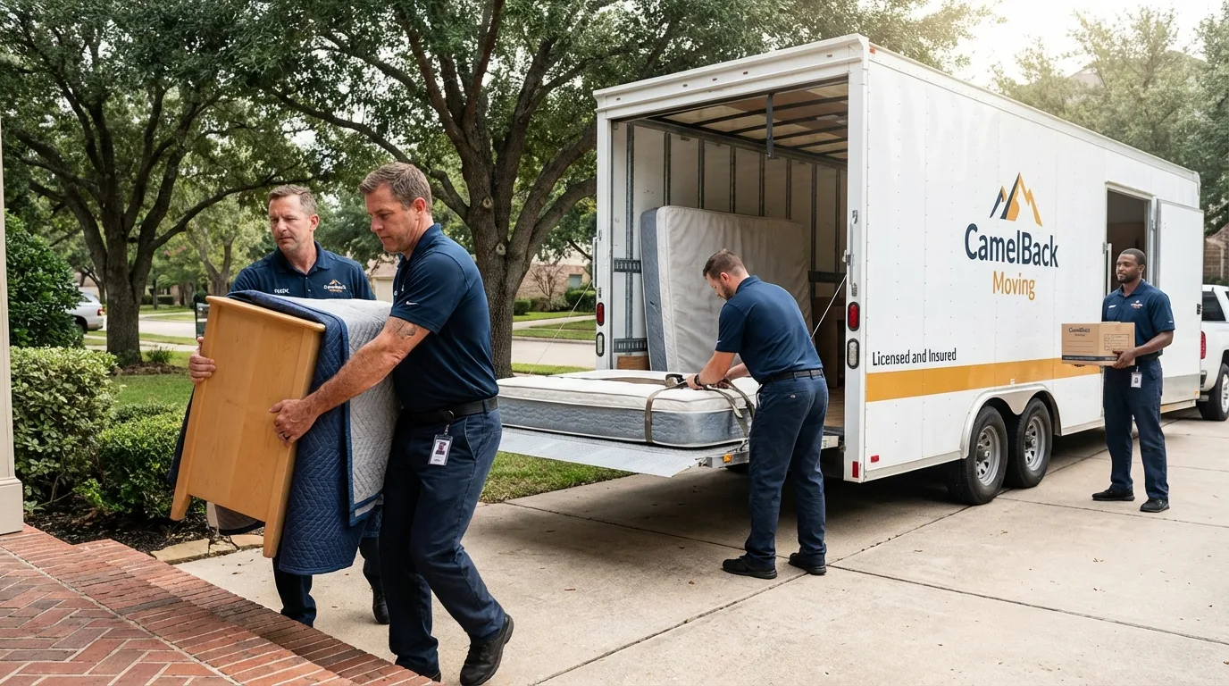 Crew loading residential truck for cross-state move from Coleraine, MN